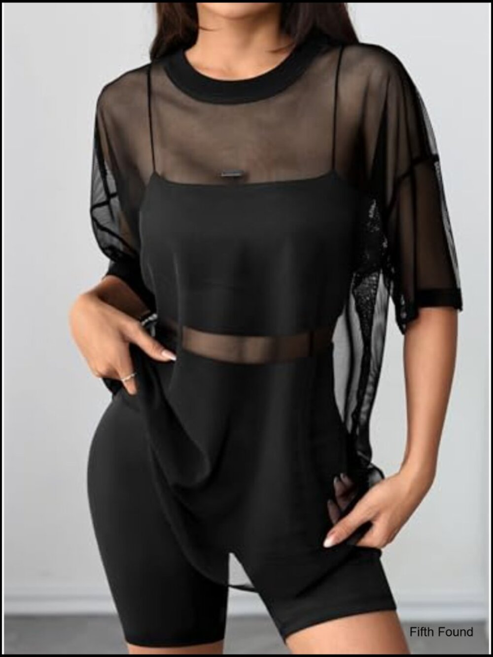 Sheer Mesh Oversized T-Shirt Short Sleeve Crew Neck Loose Fit See Through Tee - Picture 3 of 7